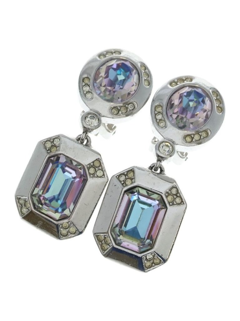 Dior Vintage Silver Earrings Clear 460$